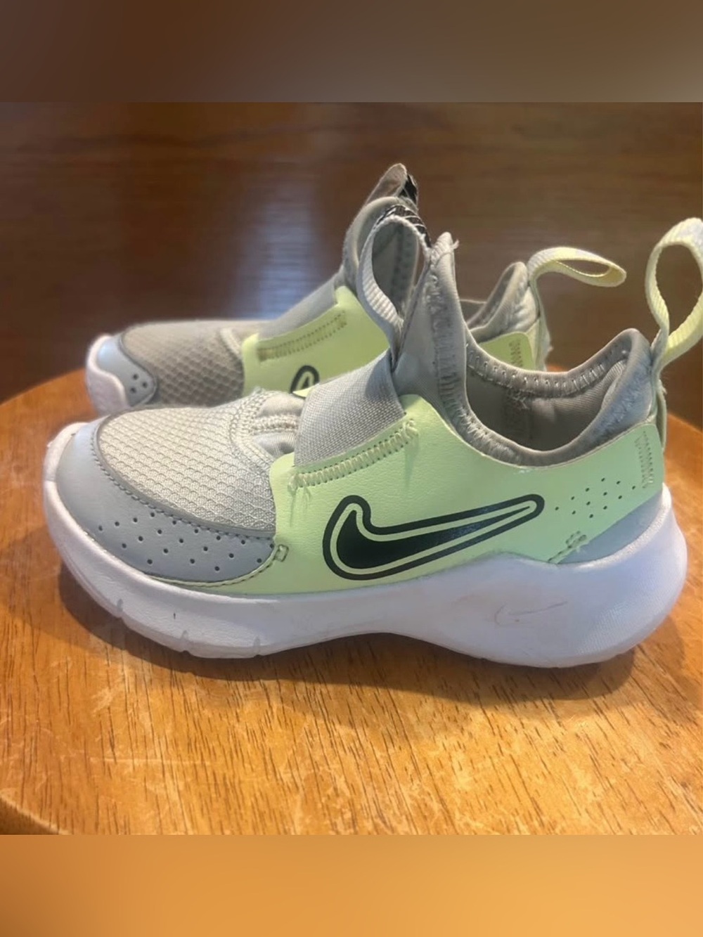 Nike Kids Slip-On Sneakers in Light Gray and Neon Yellow-Green